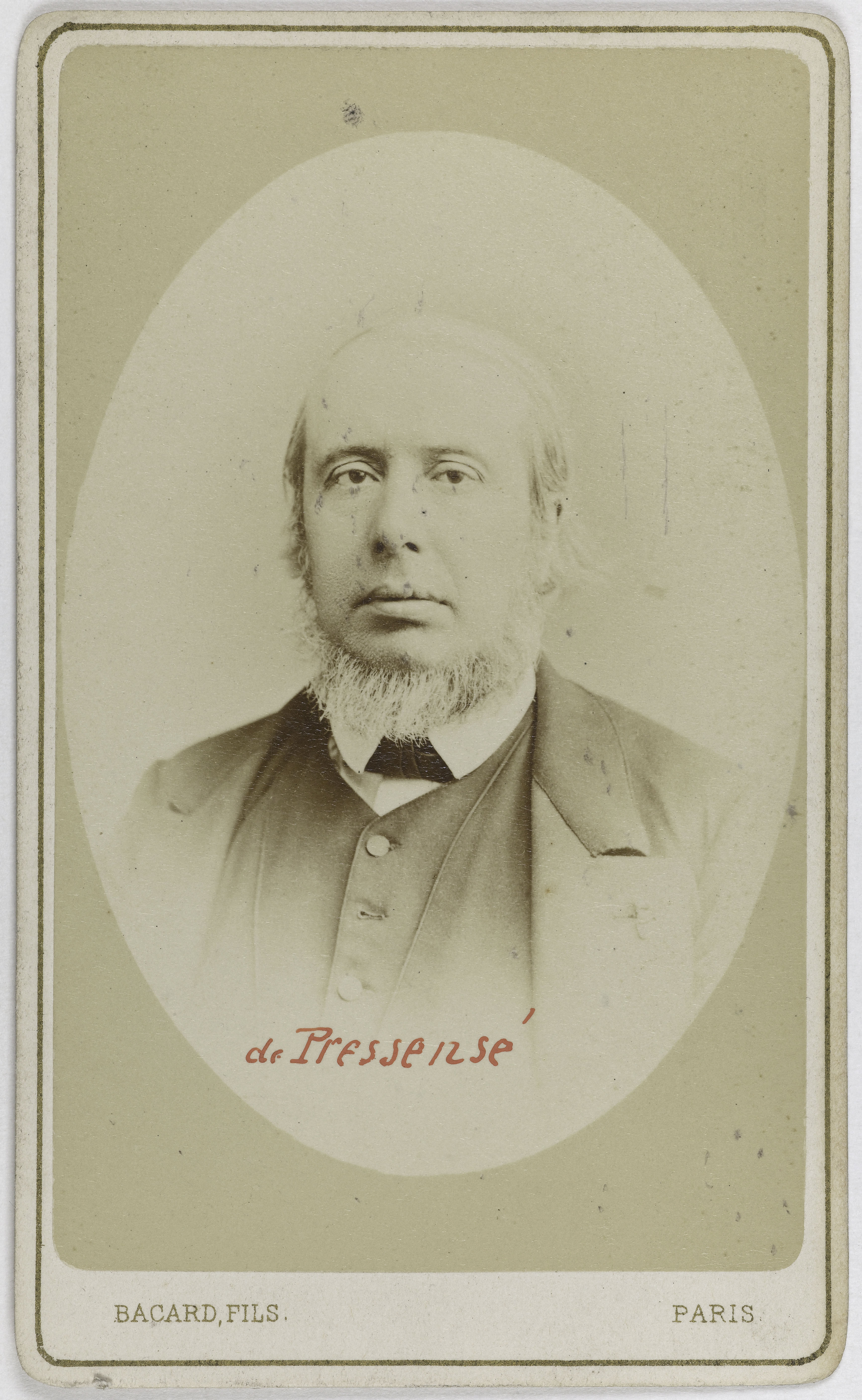 Bacard Fils, Portrait d'Edmond Dehault de Pressencé, (1824-1892), (pasteur protestant, homme politique)