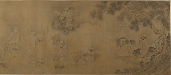 Unidentified artist, Buddhist luohans crossing the sea to the palace of the dragon king