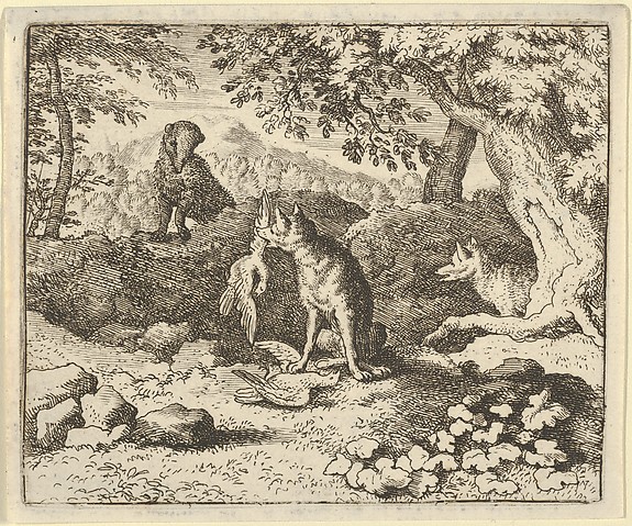 Allart van Everdingen, The Badger Hurries to Warn Renard of the Lion's Intention from Hendrick van Alcmar's Renard The Fox