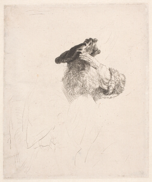 Rembrandt van Rijn, Gammel mand, der skygger med hånden for øjnene