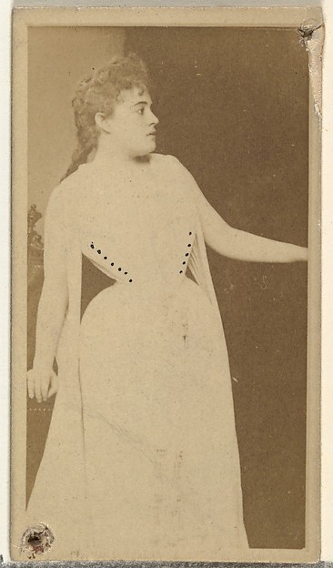 W. Duke, Sons & Co., [Actress standing in profile], from the Actors and Actresses series (N145-8) issued by Duke Sons & Co. to promote Duke Cigarettes