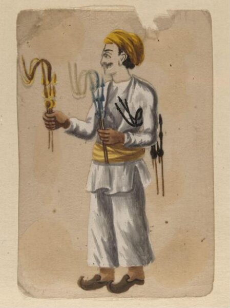 Unknown, One of four costume cards and seven mica overlays.