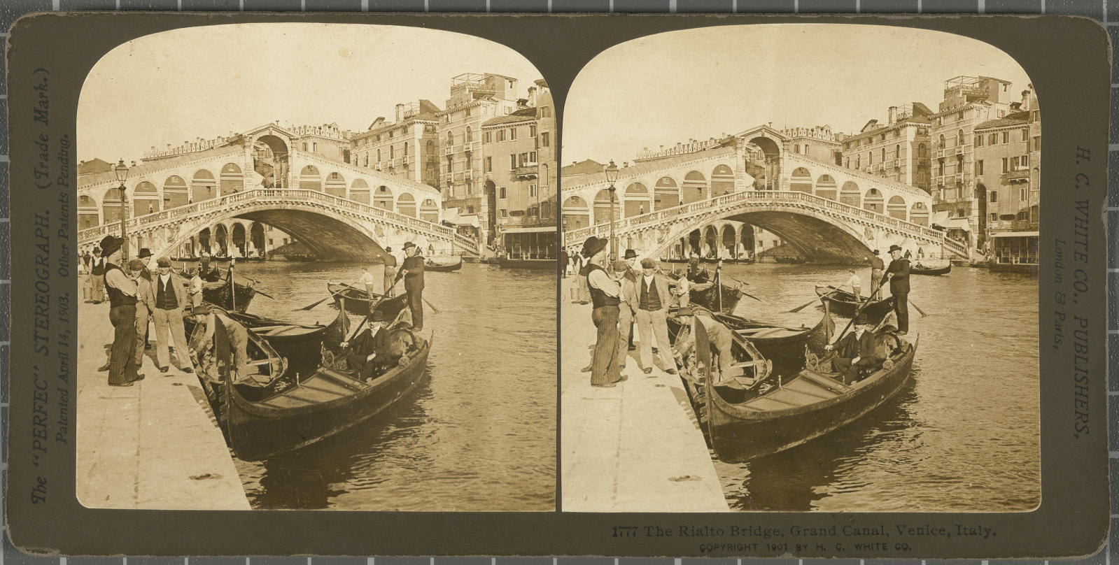 Desconegut, The rialto bridge, grand canal, venice, Italy White, H.C. & Co., The\ ‘Perfec\’ Stereograph