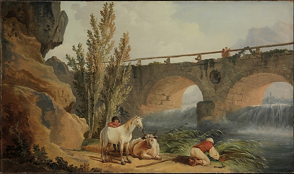 Hubert Robert, Bridge over a Cascade