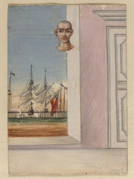 Unknown, One of four costume cards and seven mica overlays.
