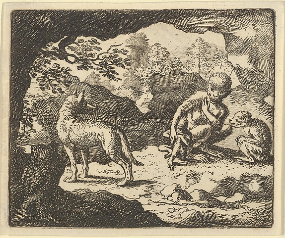 Allart van Everdingen, The Wolf in in the She-Monkey's Cave Where the Renard Convinced Him to Enter in Order to Make Fun of Him  from Hendrick van Alcmar's Renard The Fox