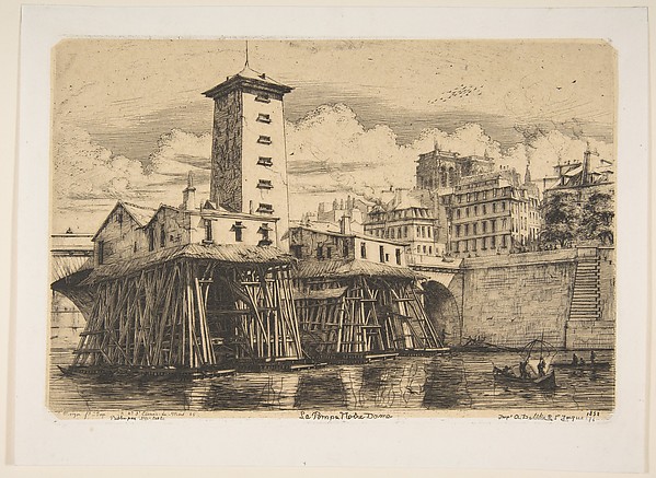 Charles Meryon, The Nôtre-Dame Pump, Paris, from "Etchings of Paris"
