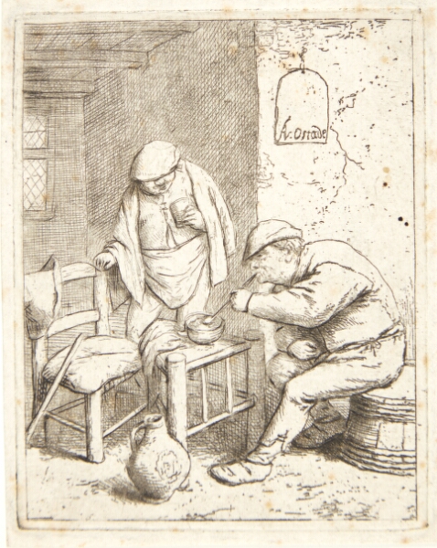 Adriaen van Ostade, Tre bønder, der ryger og drikker i en krostue