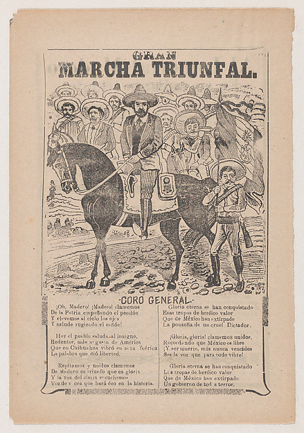 José Guadalupe Posada, Broadsheet relating to the triumphal march of Francisco Madero