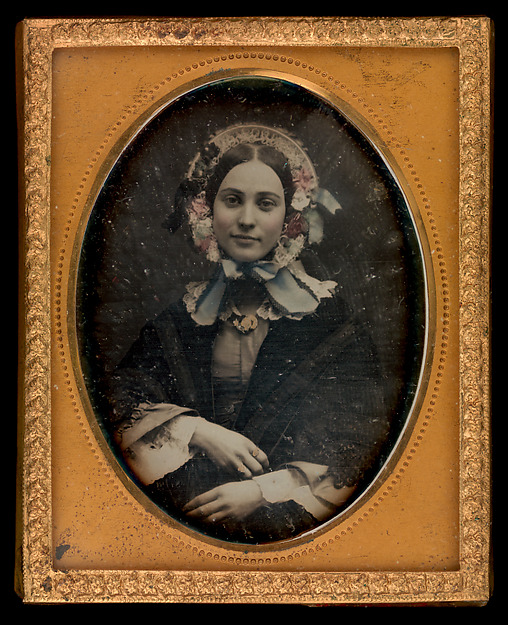 Unknown, [Woman in Flowered Bonnet]