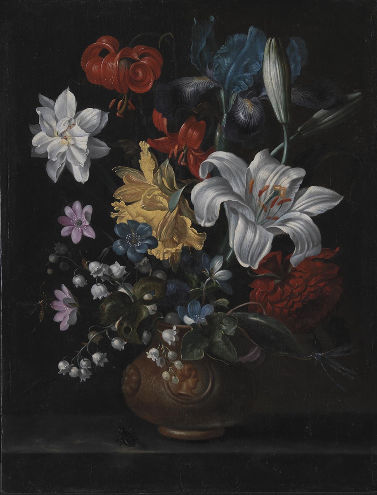 Jacob Marrel, En stentøjskrukke med blomster