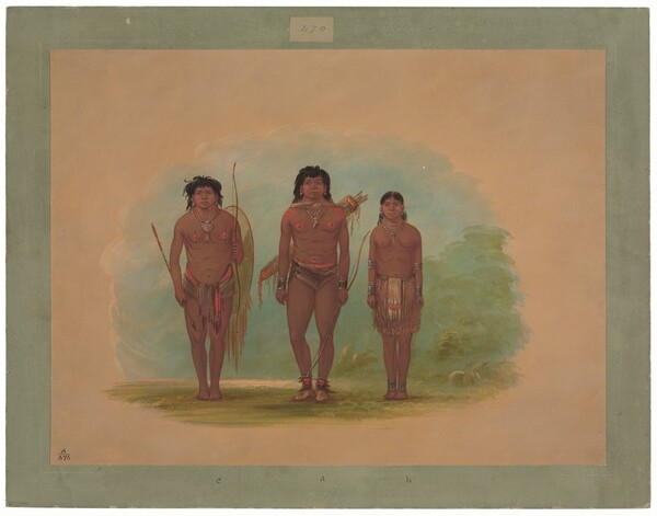 George Catlin, Chaco Chief, His Wife, and a Warrior