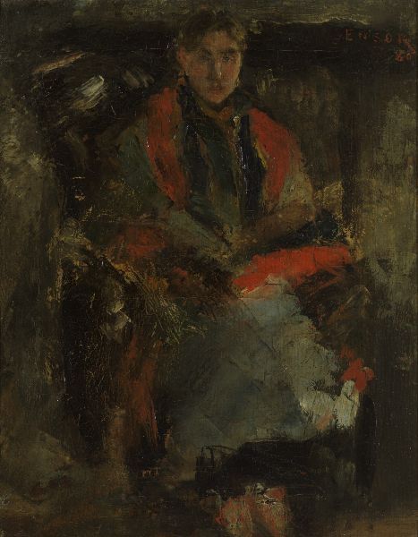 James Ensor, Woman with Red Shawl
