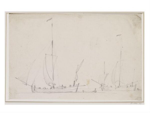 willem van de velde the younger, Two galliots before the wind