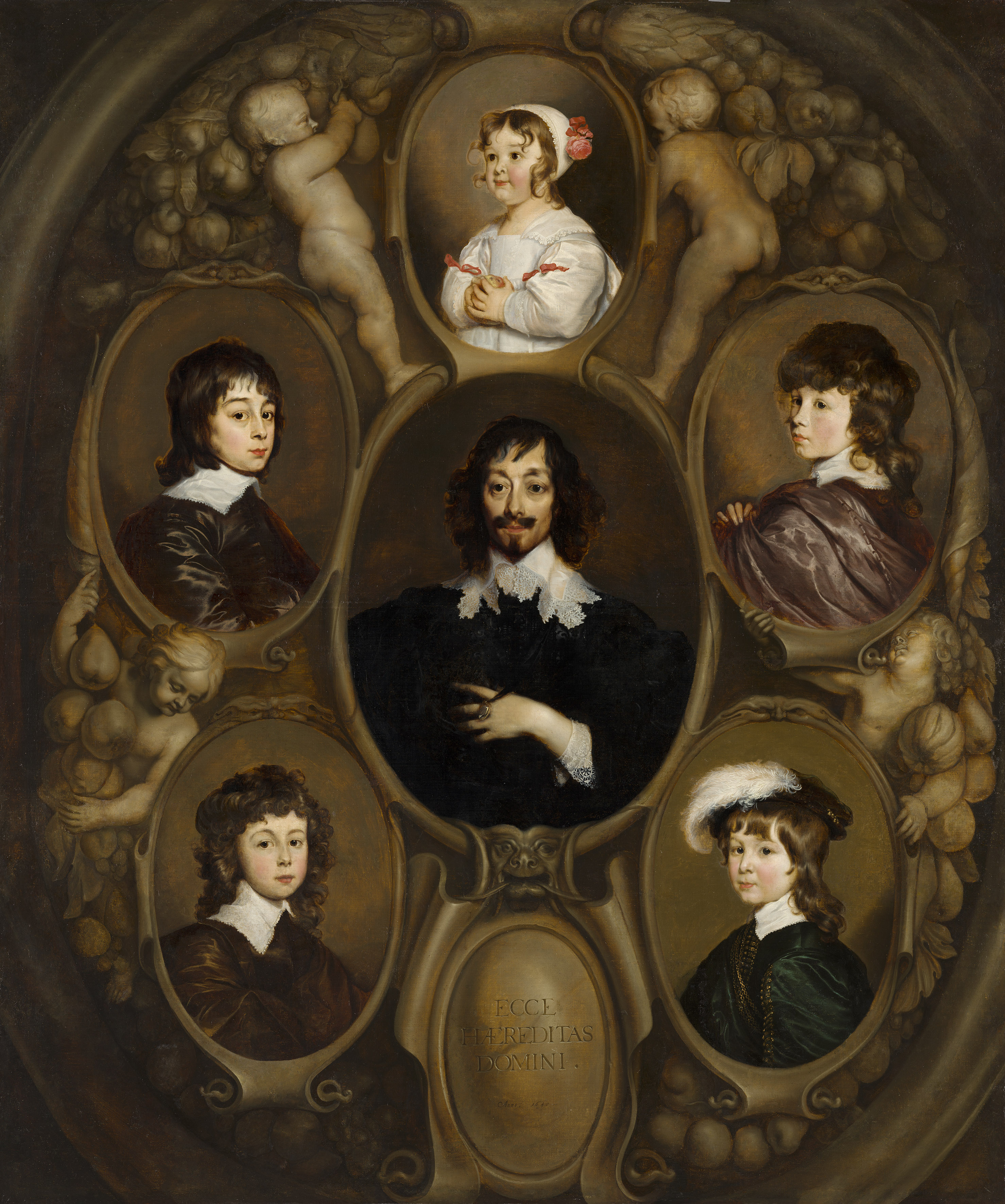 Adriaen Hanneman, Portret van Constantijn Huygens (1596-1687) en zijn vijf kinderen