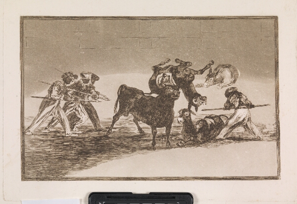 Francisco de Goya, Maurerne benytter æsler som barriere for at forsvare sig mod tyren, hvis horn er blevet forsynet med kugler