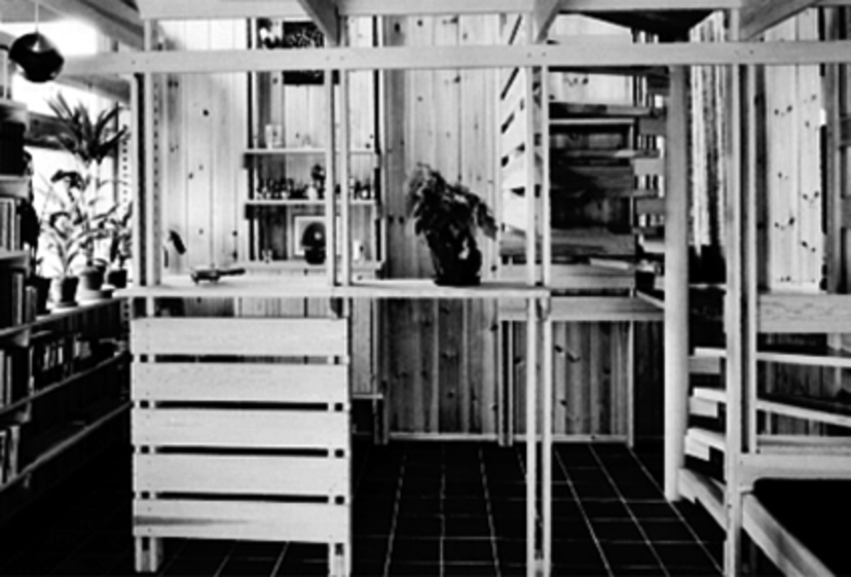 Anno Domkirkeodden, INTERIØR MED ARKITEKT EDVIN HELSETH SINE MØBLER, KONTORINNREDNING, STANGE BRUK