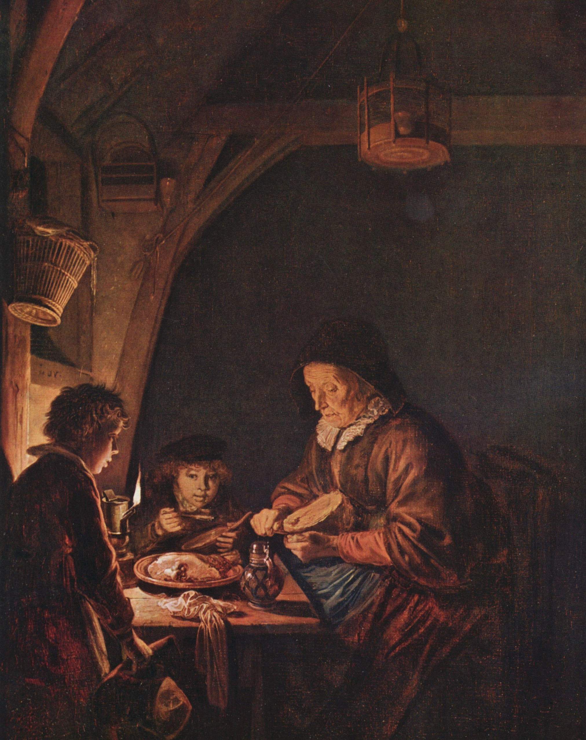 Gerrit Dou, Old Woman Cutting Bread