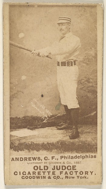 Goodwin & Company, George Edward "Ed" Andrews, Center Field, Philadelphia, from the Old Judge series (N172) for Old Judge Cigarettes