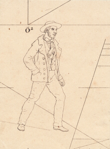 C.W. Eckersberg, Gående sømand. Illustration til "Linearperspectiven", Tavle VII