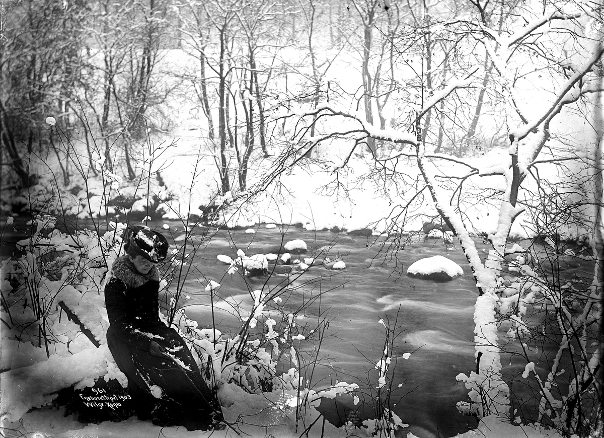 Anders Beer Wilse, Prot: Akerselven vinter ovenfor Nydalen med Helen 19.Mars 1903