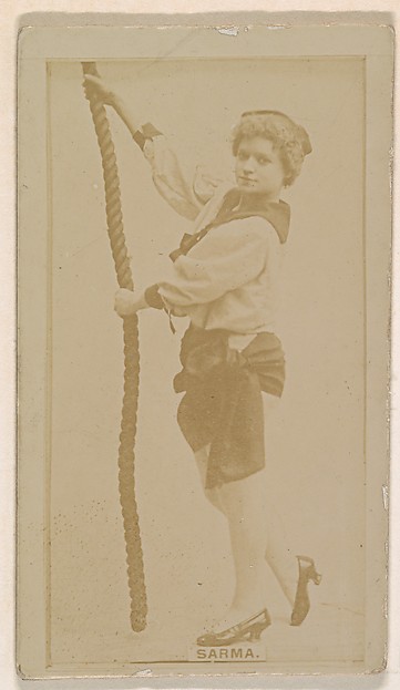 Kinney Brothers Tobacco Company, Miss Sarma, from the Actresses series (N245) issued by Kinney Brothers to promote Sweet Caporal Cigarettes