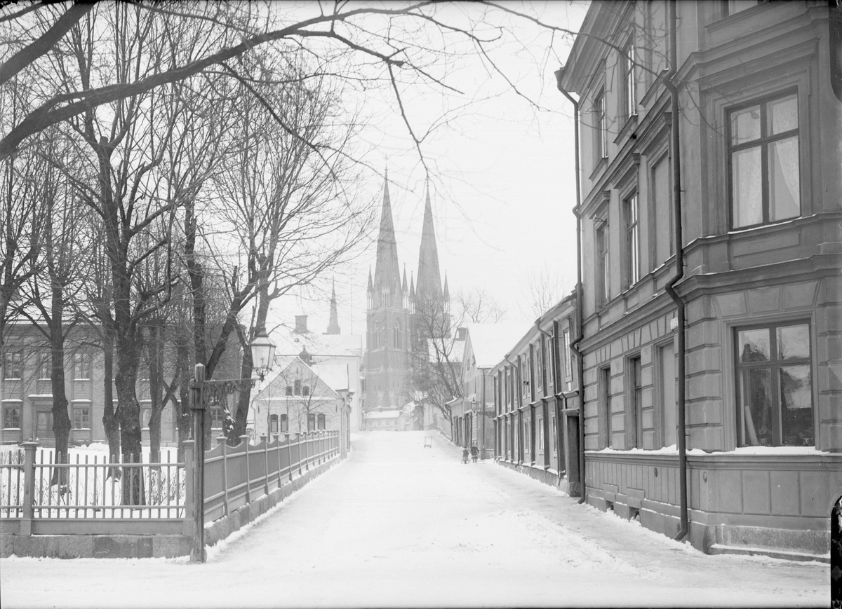 Alfred Dahlgren, S:t Larsgatan mot sydöst från Skolgatan, Fjärdingen, Uppsala 1901 - 1902