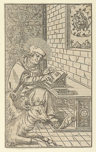 Lucas Cranach the Younger, Luke, from "The Four Evangelists and Three Apostles Sitting in Rooms"