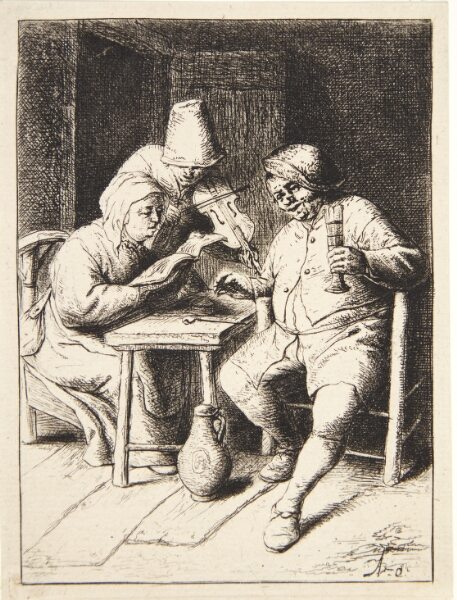 Adriaen van Ostade, Kvinde, som synger, akkompagneret af en fiolspiller og en mand, der drikker