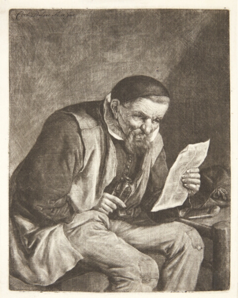 Cornelis Dusart, Siddende bonde, der læser et brev
