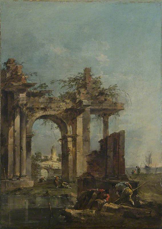 Francesco Guardi, A Caprice with Ruins on the Seashore