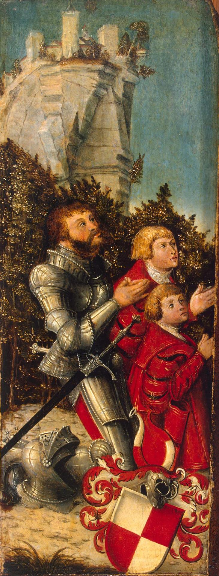 Lucas Cranach the Elder, Portrait of a Knight and His Two Sons