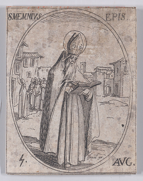 Jacques Callot, S. Memmie, évêque (St. Memmius, Bishop), August 5th, from "Les Images De Tous Les Saincts et Saintes de L'Année" (Images of All of the Saints and Religious Events of the Year)