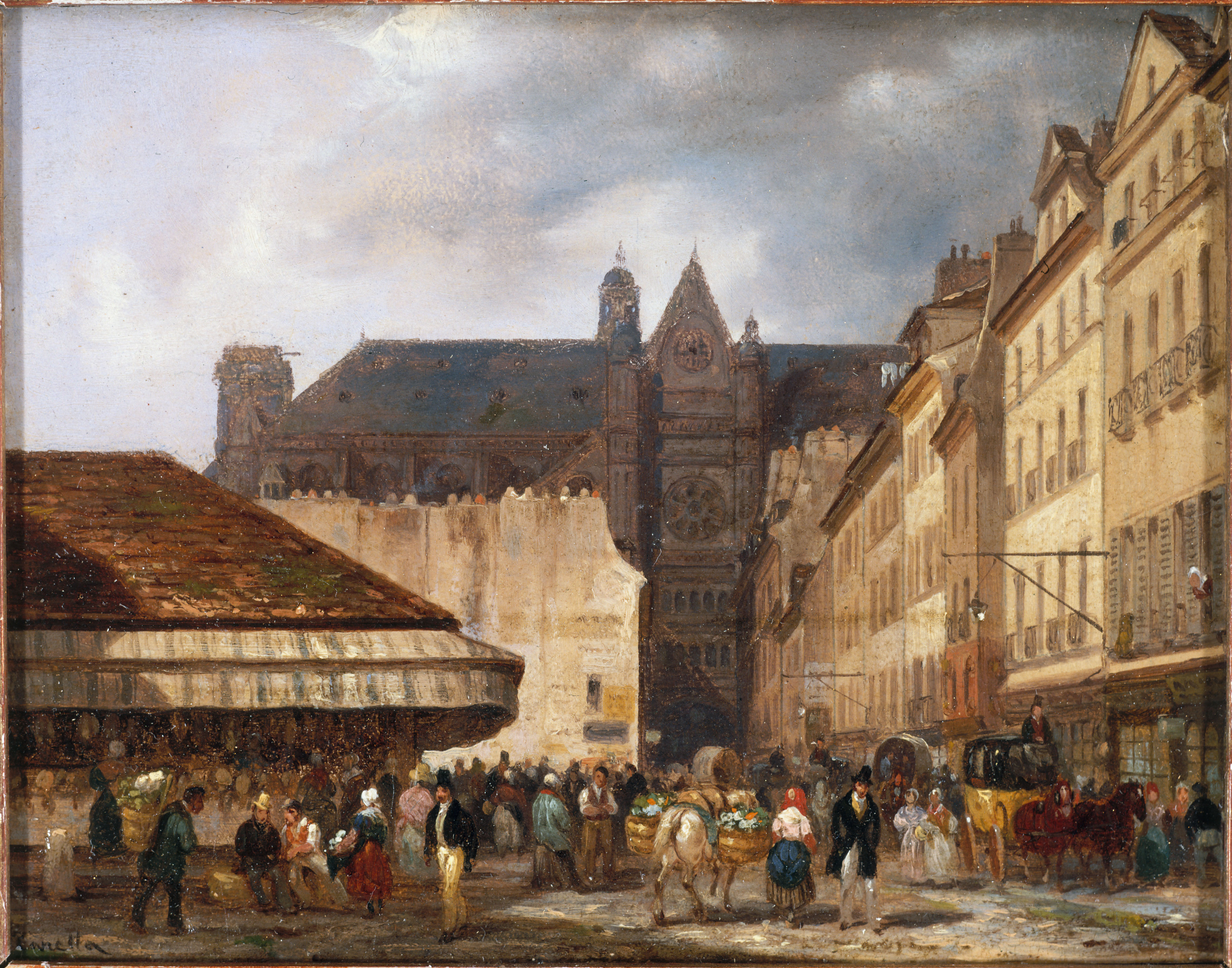 Giuseppe Canella, La rue des Prouvaires et l'église Saint-Eustache