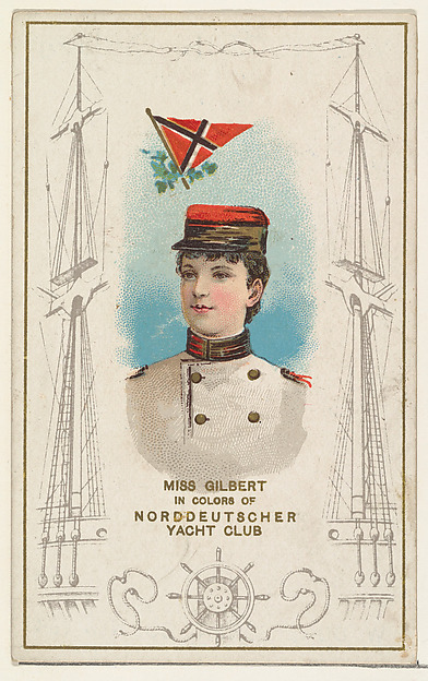 W. Duke, Sons & Co., Miss Gilbert in Colors of Norddeutscher Yacht Club, from the Yacht Colors of the World series (N140) issued by Duke Sons & Co. to promote Honest Long Cut Tobacco