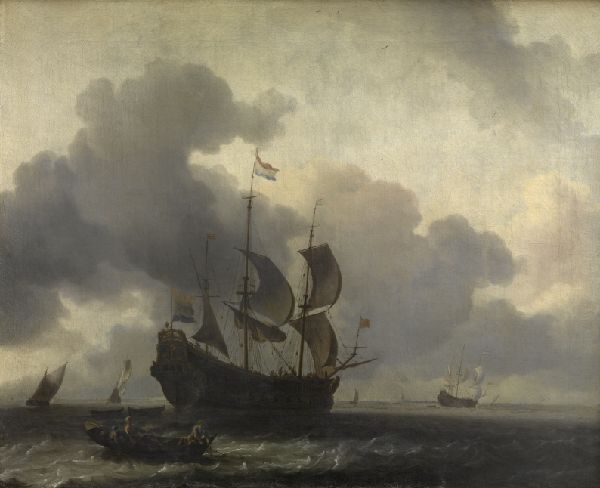 Ludolf Bakhuizen, The Warship "De Jacob" at Anchor