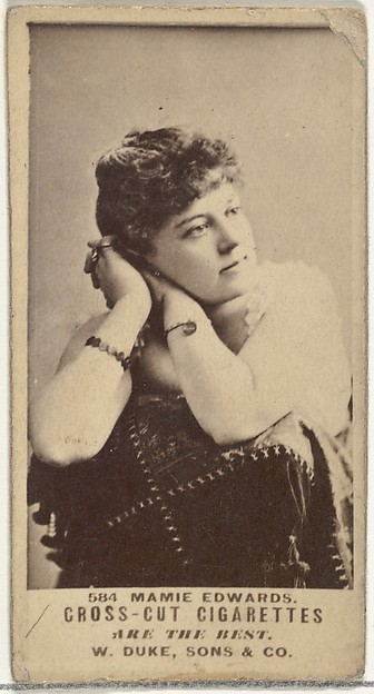 W. Duke, Sons & Co., Card Number 584, Mamie Edwards, from the Actors and Actresses series (N145-3) issued by Duke Sons & Co. to promote Cross Cut Cigarettes