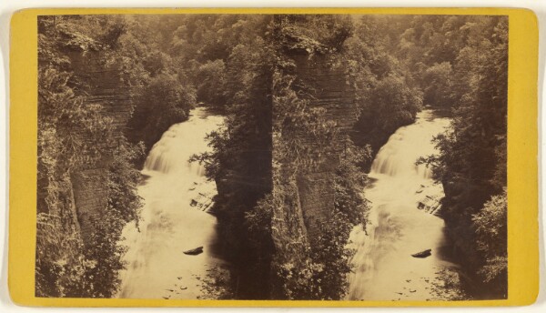 Edward and Henry T. Anthony & Co., Scenery of Ithaca and Vicinity, N.Y. Looking down from the Chimney Rocks on Forrest Fall, Fall Creek.