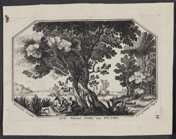Nicolas Cochin, Landskab med Sankt Rochus (Roche Patrone Pestis...)
