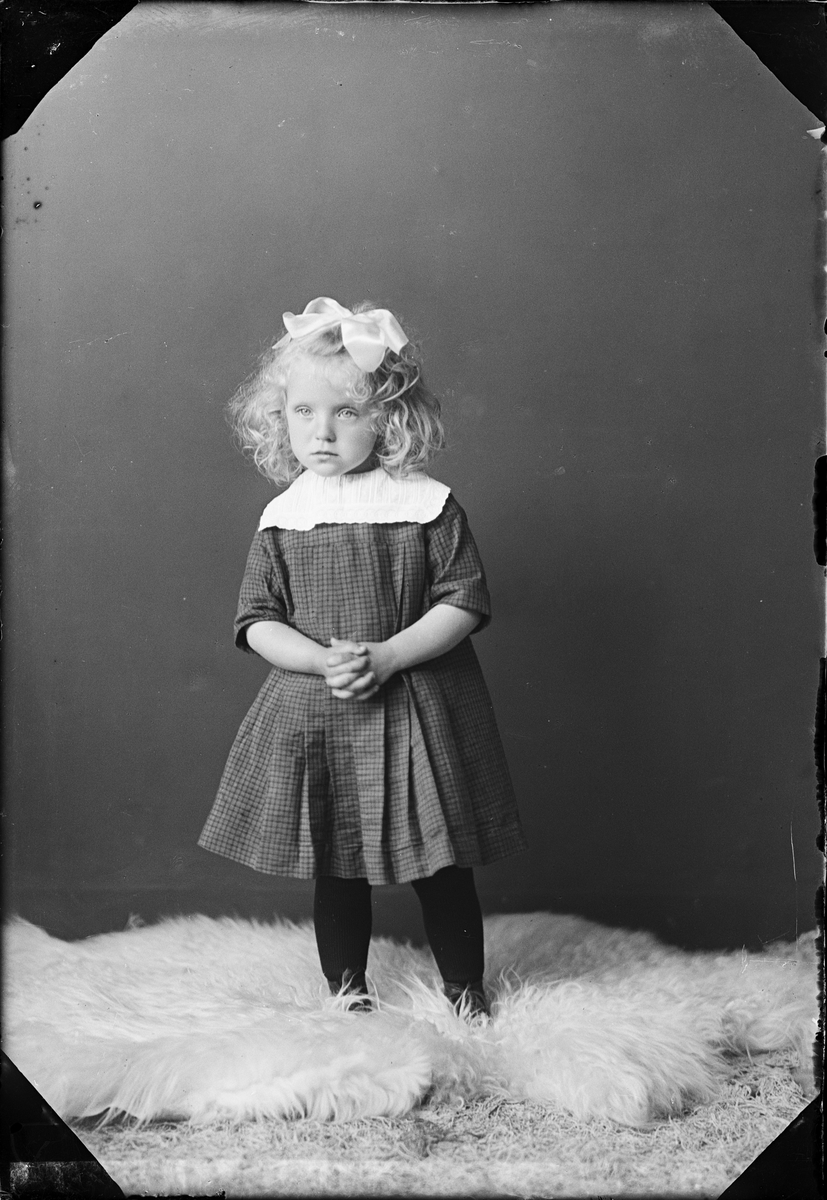 Skötsner-Edhlund, Ateljéporträtt - barn till Hildur Jansson från Tallarna, Harg socken, Uppland 1923