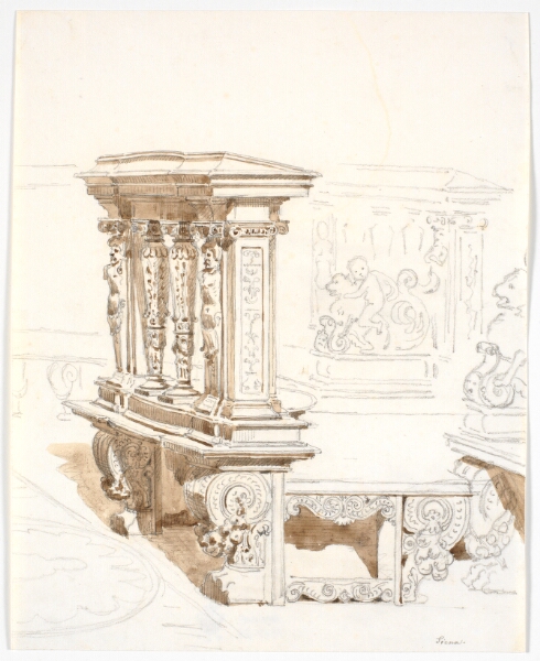 Martinus Rørbye, Detalje af korstolene i domkirken i Siena