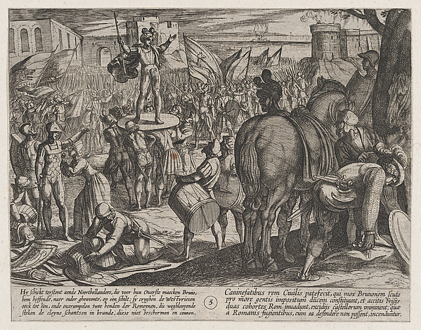 Antonio Tempesta, Plate 5: Bruno Appointed Leader of the Caninefates, from "The War of the Romans Against the Batavians" (Romanorvm et Batavorvm societas)