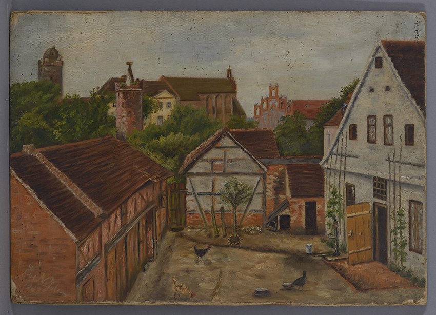 Elisabeth Neßler, Blick auf Lenzes Hof und die Burg Ziesar, 1903