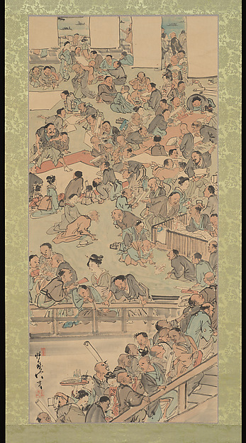 Kawanabe Kyōsai, Painting and Calligraphy Gathering at the Nakamurarō in Ryōgoku