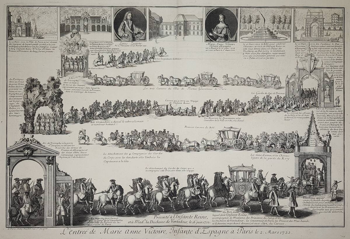 Anonym, Einzug der vierjährigen Infantin Maria Anna Viktoria von Spanien als Braut des Königs Ludwig XV. von Frankreich am 2. März 1722 in Paris