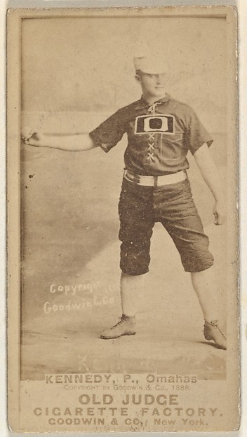 Goodwin & Company, Theodore A. "Ted" Kennedy, Pitcher, Omaha Omahogs/ Lambs, from the Old Judge series (N172) for Old Judge Cigarettes