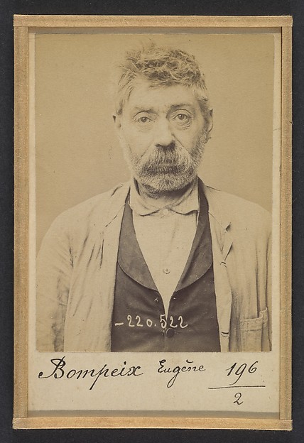 Alphonse Bertillon, Bompeix. Eugène. 53 ans, né à St Martin d'Herbus (Haute-Vienne). Conducteur de machines. Anar. 3/7/94.