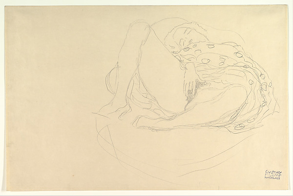 Gustav Klimt, Reclining Nude with Drapery