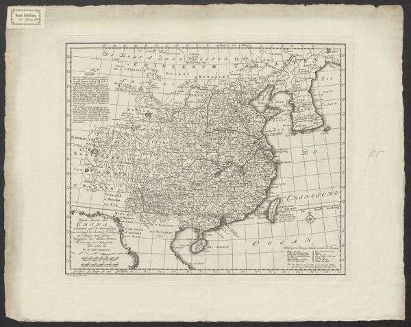 Bachiene, Willem, Albert, (1771-1779) (mapmaker), Nieuwe Kaart van China: ontworpen naar de Sterrekundige waarnemingen der Jesuïtische Zendelingen op 's Keizers bevel gedaan
