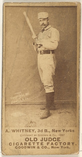 Goodwin & Company, Arthur "Art" Wilson Whitney, 3rd Base, New York, from the Old Judge series (N172) for Old Judge Cigarettes